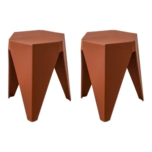 Artiss 2x Bar Stools Puzzle Plastic Foot Stool Red