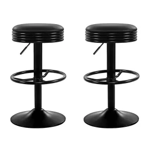 Artiss Set of 2 PU Leather Swivel Backless Bar Stools - Black