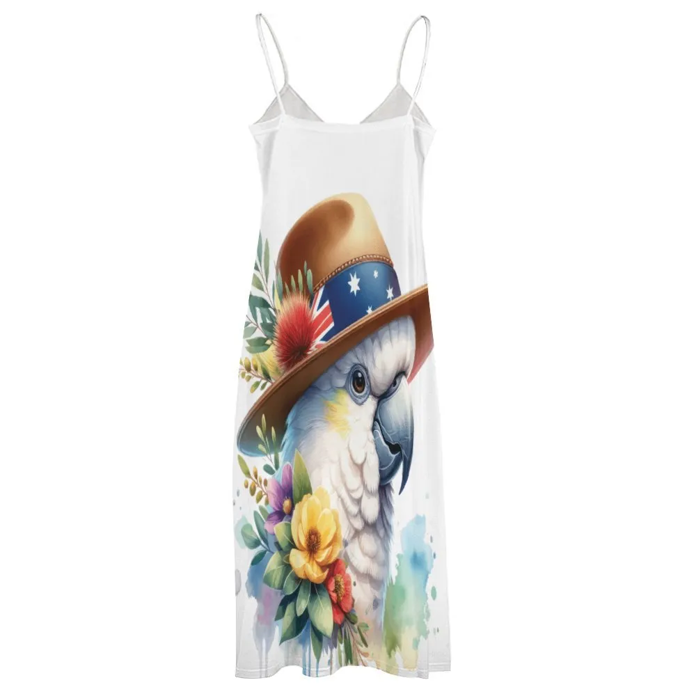 Australian Animals Cockatoo Spaghetti Strap Ankle-Length Dress Long dress