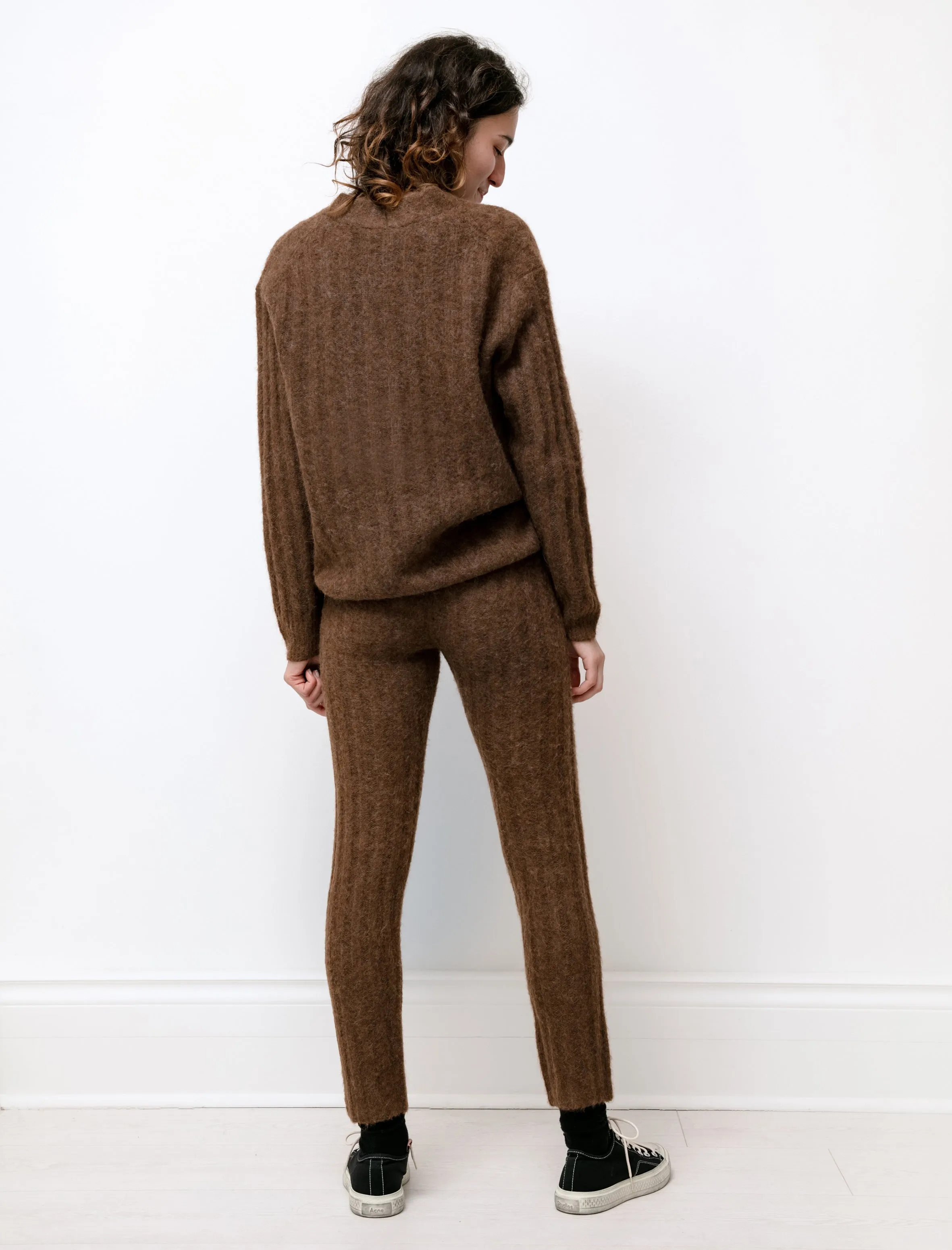 Baby Alpaca Wool Rib Pants Brown