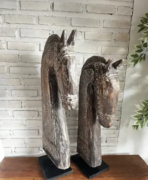 Big Wooden Horse Head with Stand