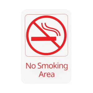 CAC China SCE9-NM05 Sign Compliance EN No Smoking Area White 6x9"H /Each