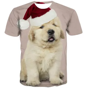 Dog T shirts Men Animal Tshirt Printed Christmas Tshirts Novelty Lovely T-shirts 3d