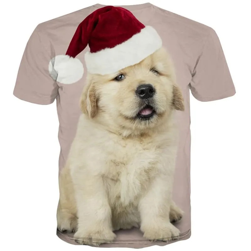 Dog T shirts Men Animal Tshirt Printed Christmas Tshirts Novelty Lovely T-shirts 3d