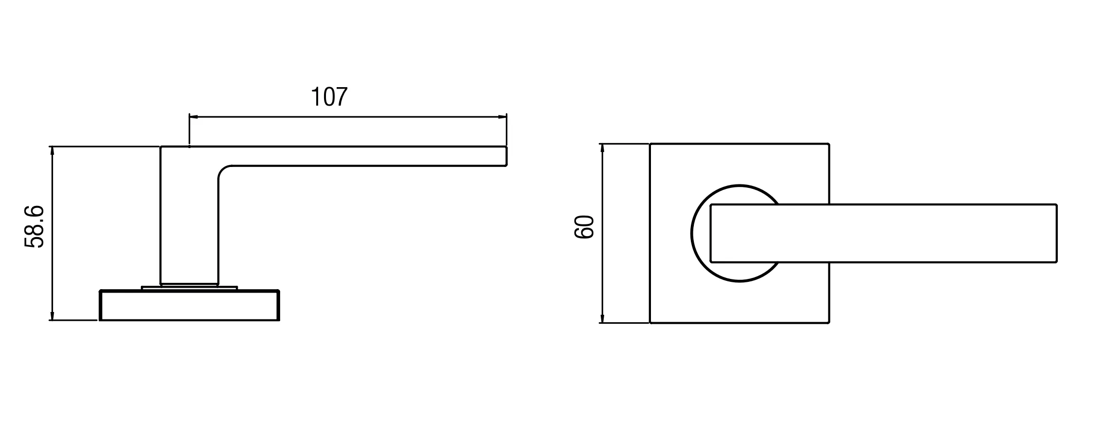 Lane Cambridge Passage Lever Door Handle Set On Square Rosette Brushed Satin Chrome