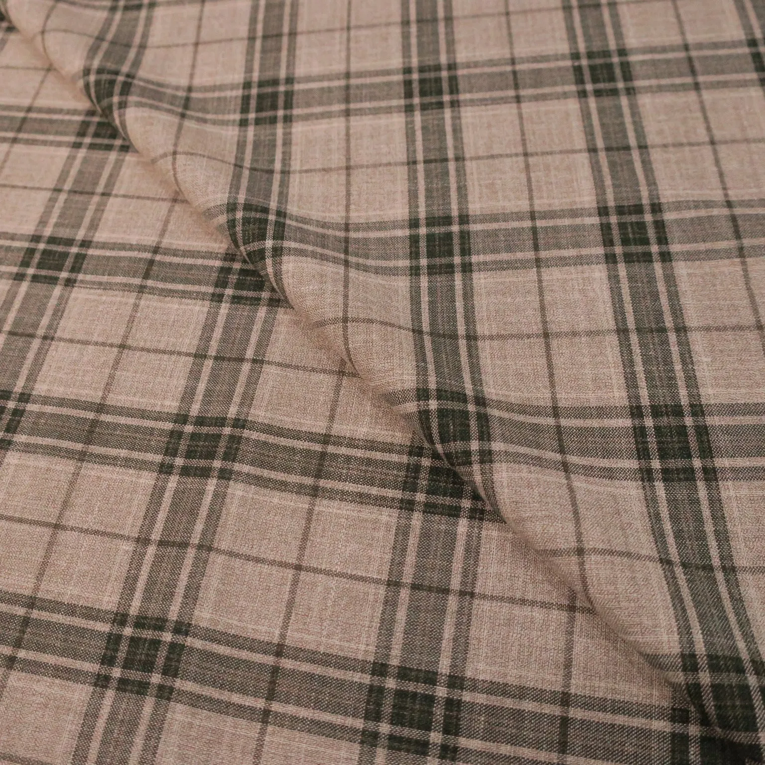 Light Gray Glen Check Loro Piana Wool Fabric