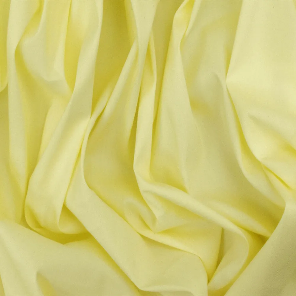 Light Yellow Solid Stretch Cotton Blend Broadcloth Woven Fabric