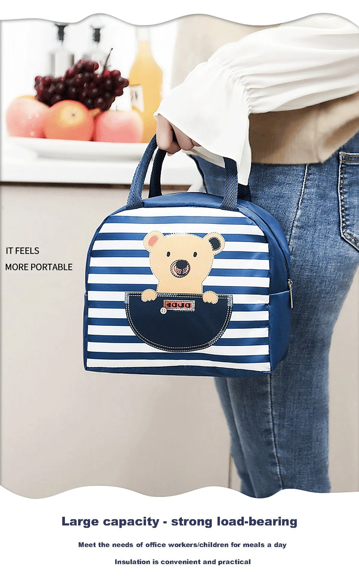 Lunch Box Insulated Bag Soft Leakproof Lunch Bag for Kids Men Women, Durable Thermal Lunch Pail for School Work Office | Fit 6 Cans- Blue Dinosaur