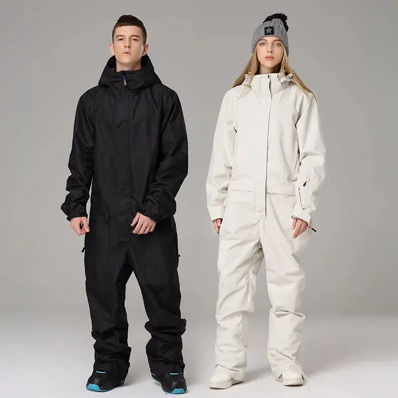 Minimalist One Piece Ski Jumpsuits Winter Outdoor Snowsuits Couple Style