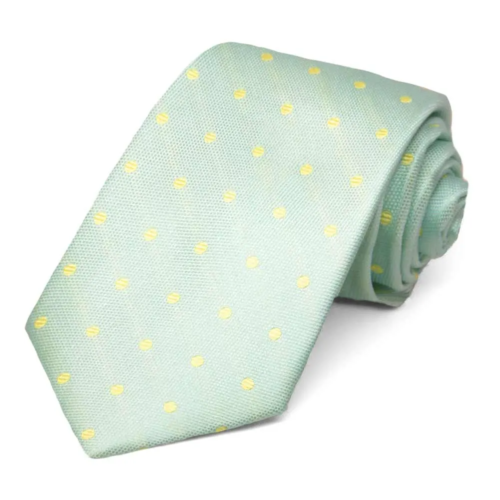 Moonlight Jade Highness Dot Silk Narrow Necktie, 3" Width