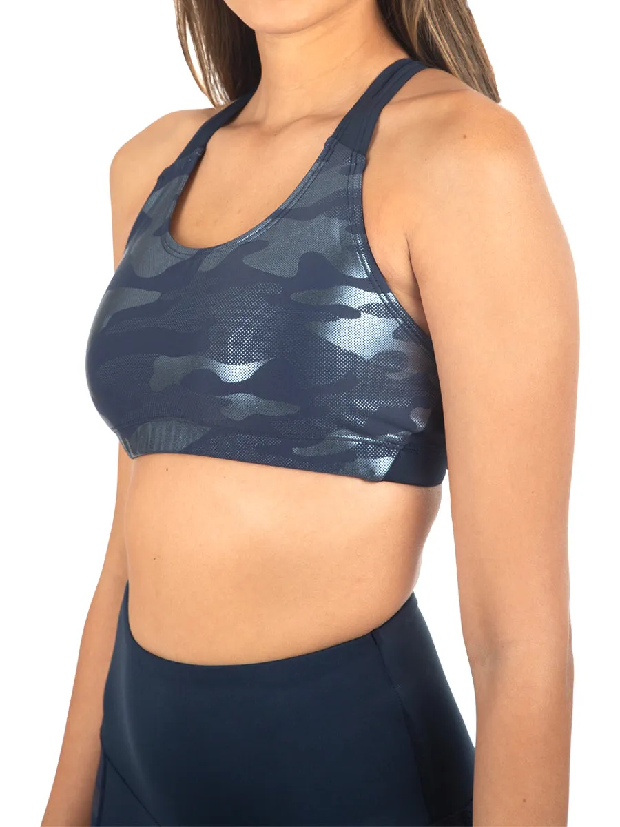 Navy Knockout Camo Sports Bra