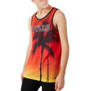 New Era Mens Chicago Bulls Summer City Print Vest - Red