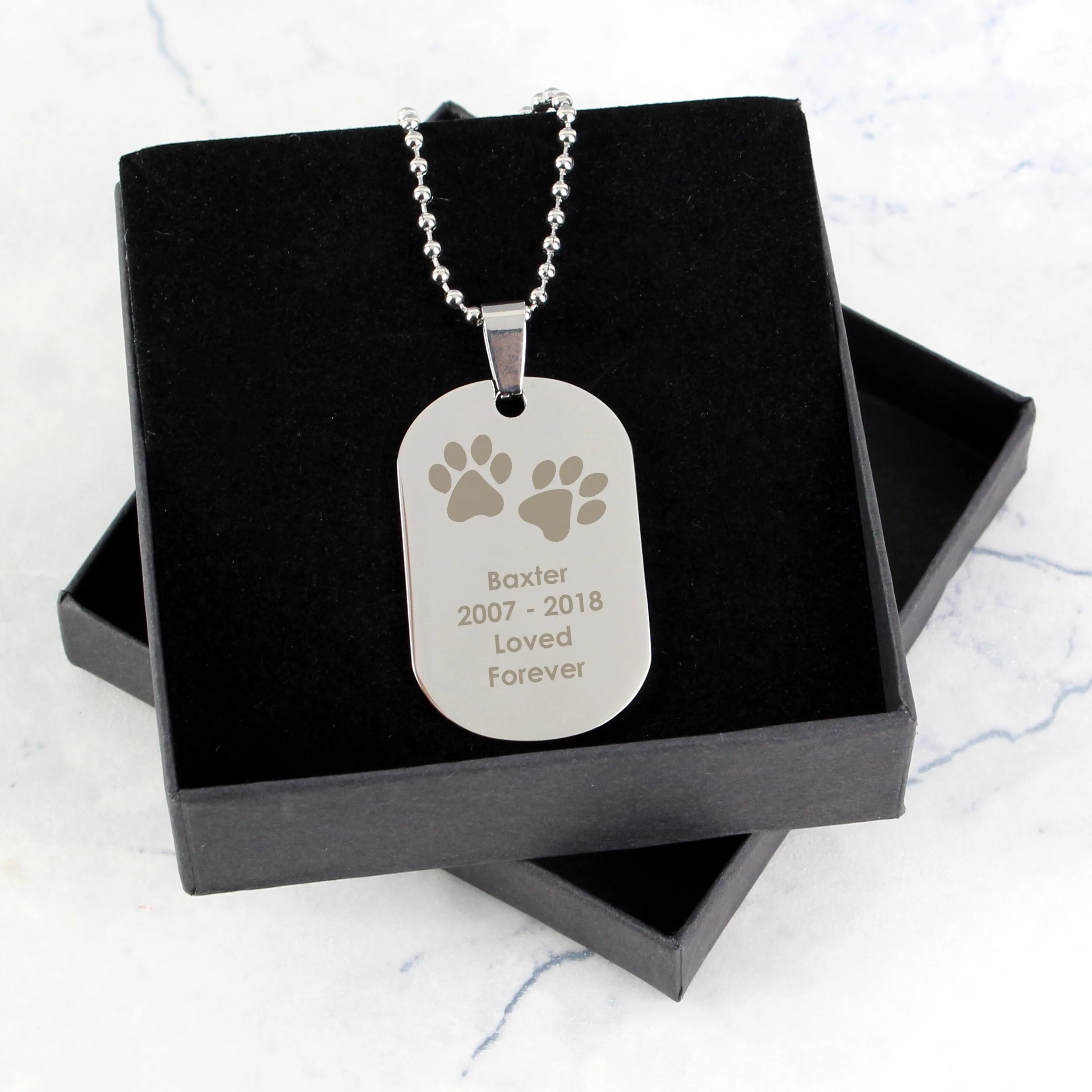 Personalised Pawprints Stainless Steel Dog Tag Necklace