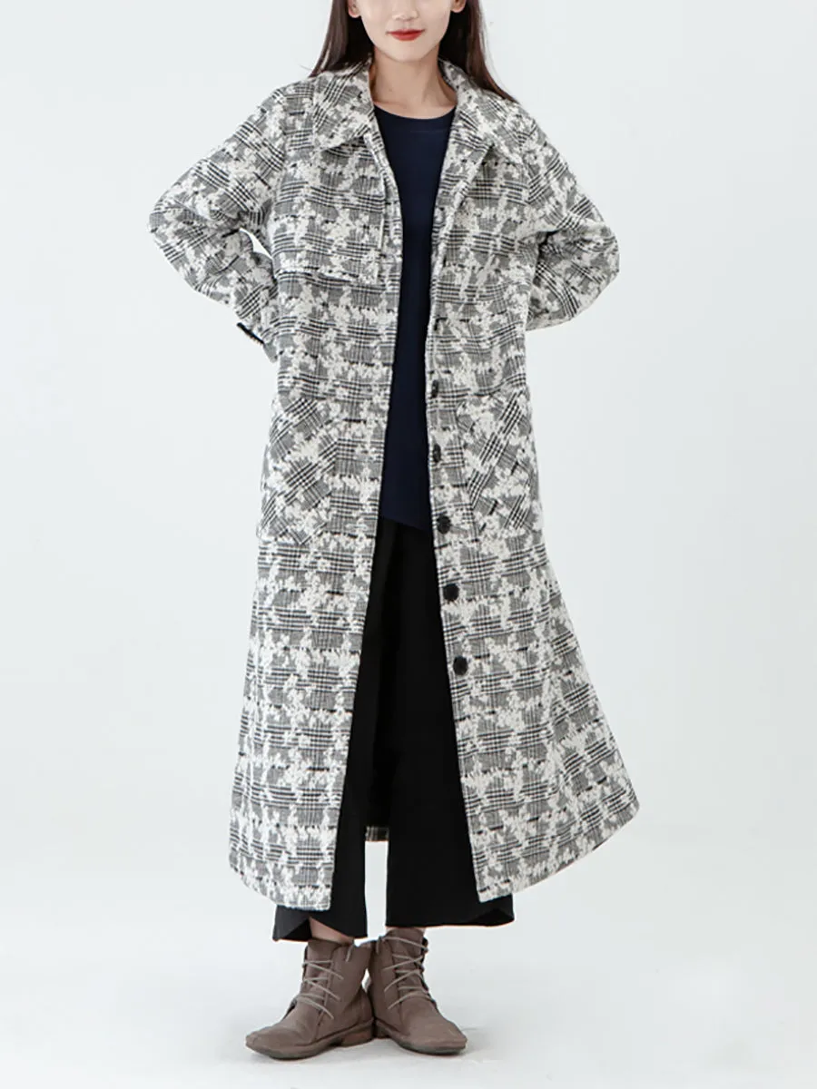 PLUS Size - Jacquard Women Pocket Winter Breasted Coat