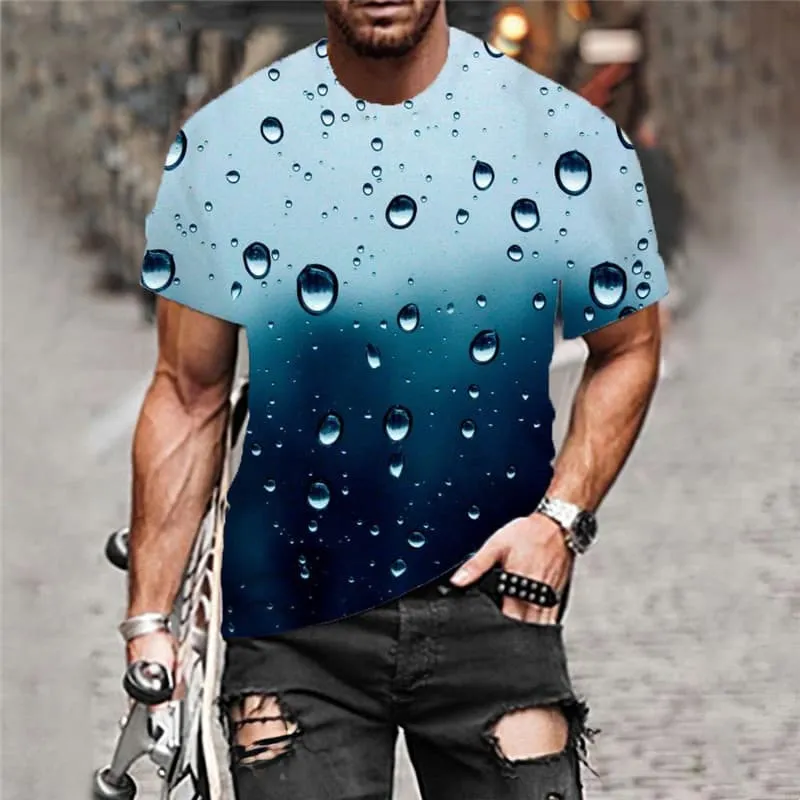 Raindrop T-shirt Men Novel Anime Clothes Retro T-shirts 3d Harajuku Funny T shirts