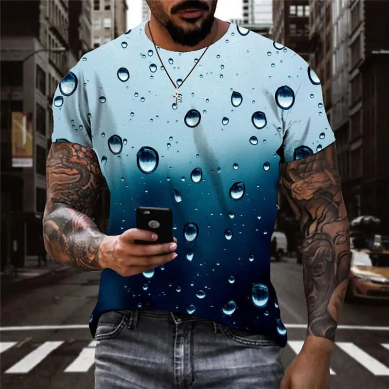 Raindrop T-shirt Men Novel Anime Clothes Retro T-shirts 3d Harajuku Funny T shirts