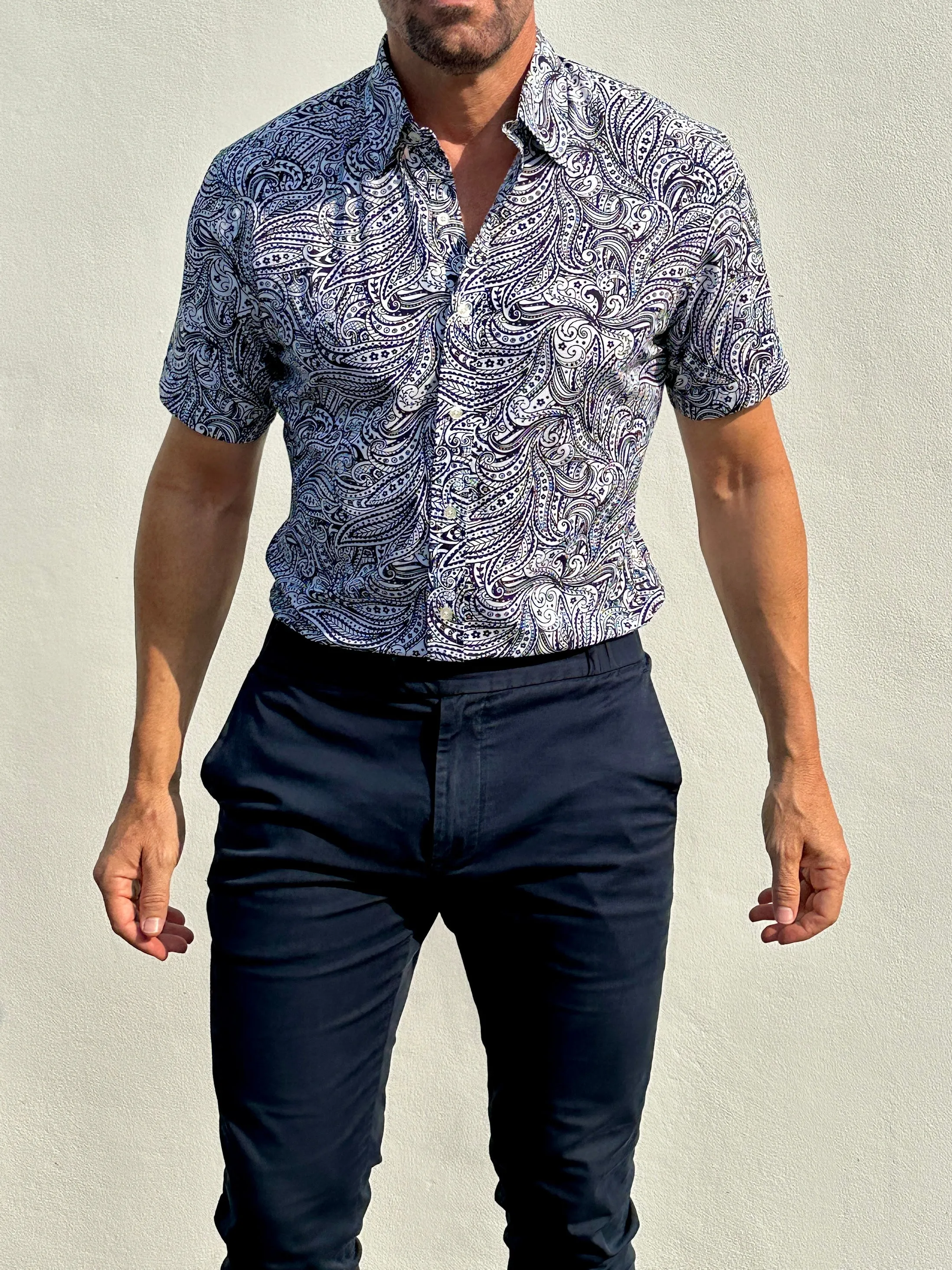 Short Sleeve Paisley Party Shirts