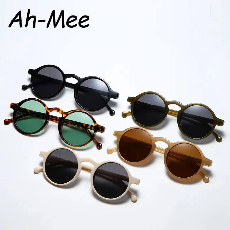 Small Round Cycling Sunglasses Men Women Vintage Brand Designer Black Sun Glasses Rivet Shades Female Ladies UV400