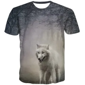 Wolf T shirts Men Animal T-shirts Graphic Forest T-shirts 3d Harajuku Shirt Print Short Sleeve Punk Rock Men Tee Slim Rock