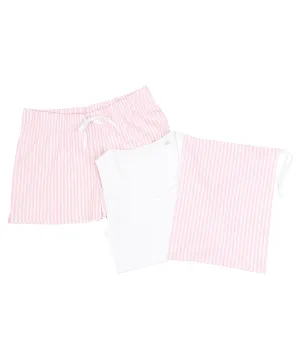 Womens short pyjama set (in a bag) | White/Pink/White Stripe